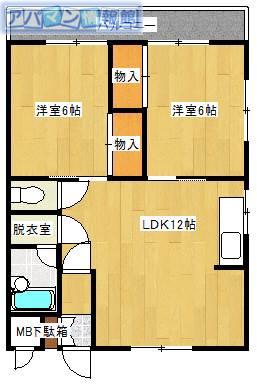 コーポ上山(2LDK/3階)の間取り写真