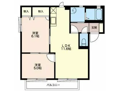 サニーホームズ(2LDK/1階)の間取り写真