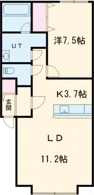 アスティオンIII(1LDK/1階)の間取り写真
