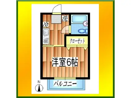 南風荘(1K/2階)の間取り写真