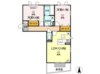 CONFIANCE K(2LDK/1階)の間取り写真