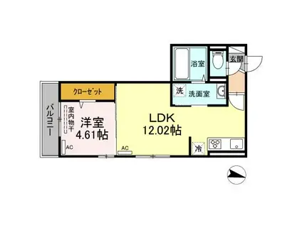 グランメール(1LDK/3階)の間取り写真