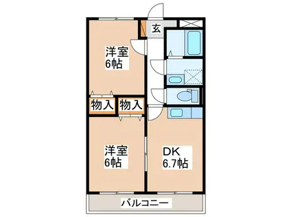 マンショングランヴェール1号館(2DK/1階)の間取り写真