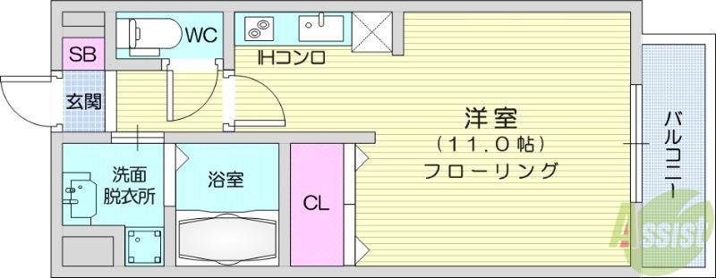レーベンス柏木(ワンルーム/3階)の間取り写真