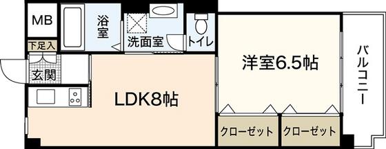 リビオーヌ五日市中央(1LDK/5階)の間取り写真