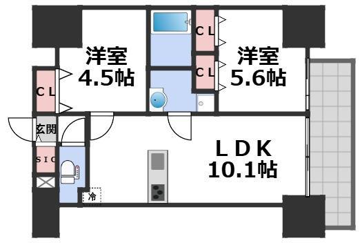 LOUIS RESIDENCE弁天町(1SLDK/5階)の間取り写真