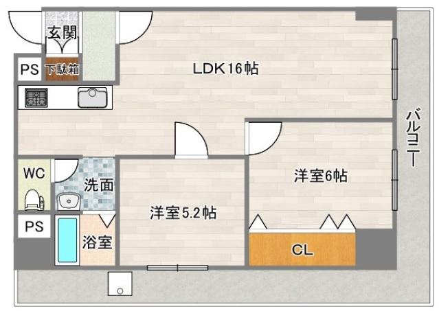 セトゥるメント苗代田(2LDK/2階)の間取り写真