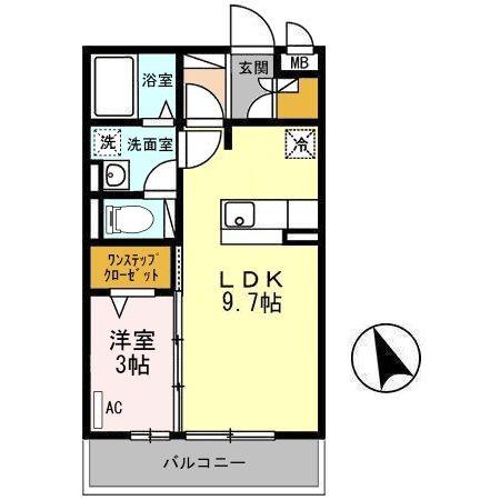 セジュール南大通A(1LDK/3階)の間取り写真
