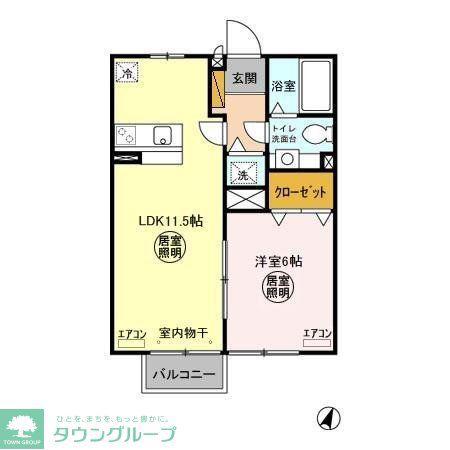 ローズパレス(1LDK/2階)の間取り写真
