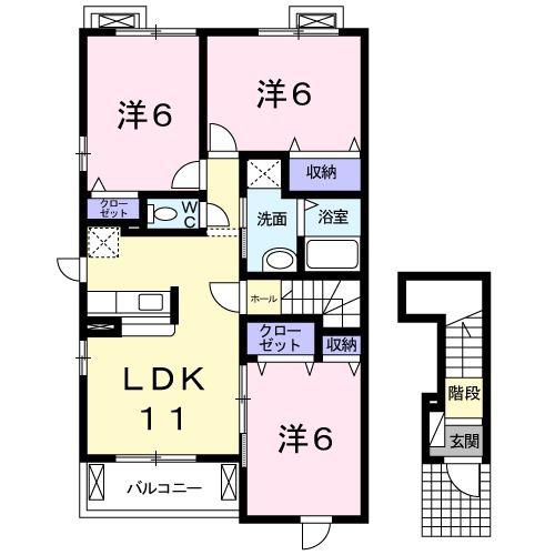 サンライズIII(3LDK/2階)の間取り写真