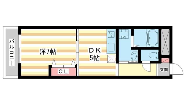 ドゥジェームなら(1DK/3階)の間取り写真