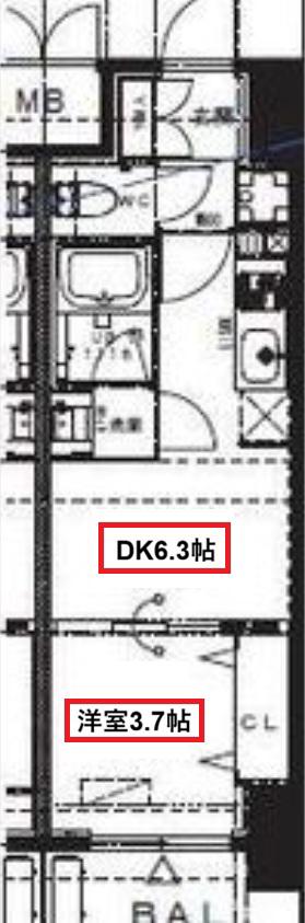 ALIVIS九条(1DK/7階)の間取り写真
