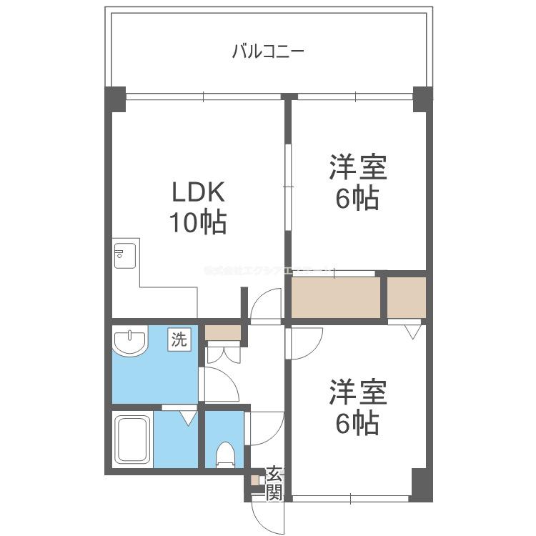 ジオナ塚本(2LDK/4階)の間取り写真