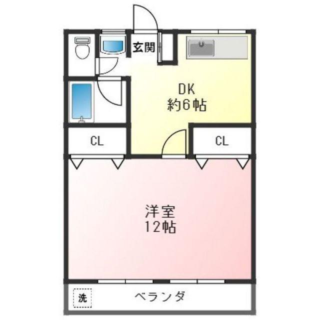 レスポワールN(1DK/2階)の間取り写真