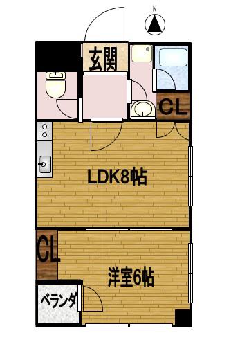 Fビル東山(1LDK/3階)の間取り写真