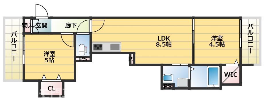 スリール明和II(2LDK/3階)の間取り写真