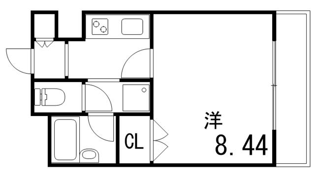 イースト神戸本山(1K/3階)の間取り写真