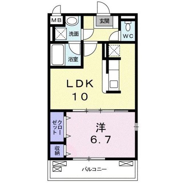 リバーサイドヒル(1LDK/2階)の間取り写真