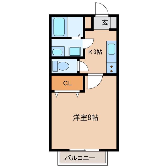 ロータスハイツ(1K/2階)の間取り写真