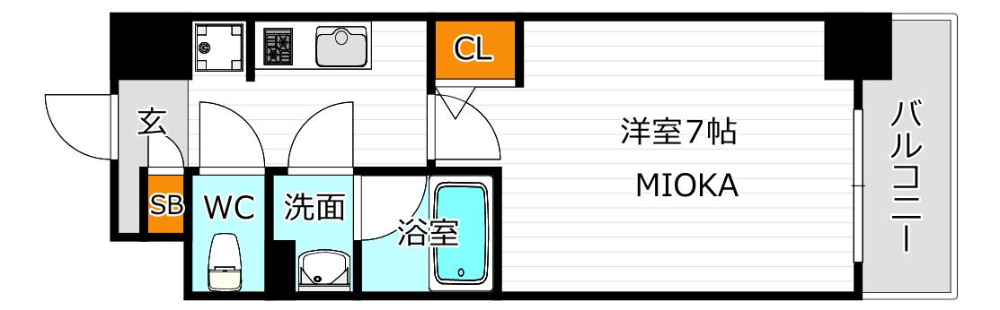 ソフィア阿倍野(1K/3階)の間取り写真