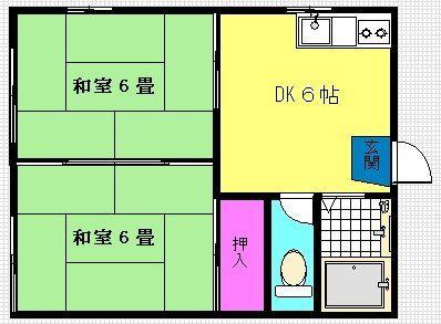 タウニー二日市(2DK/2階)の間取り写真