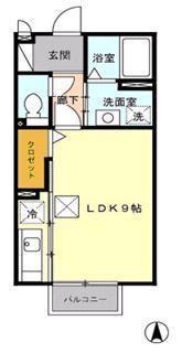 フェリーチェ(ワンルーム/1階)の間取り写真