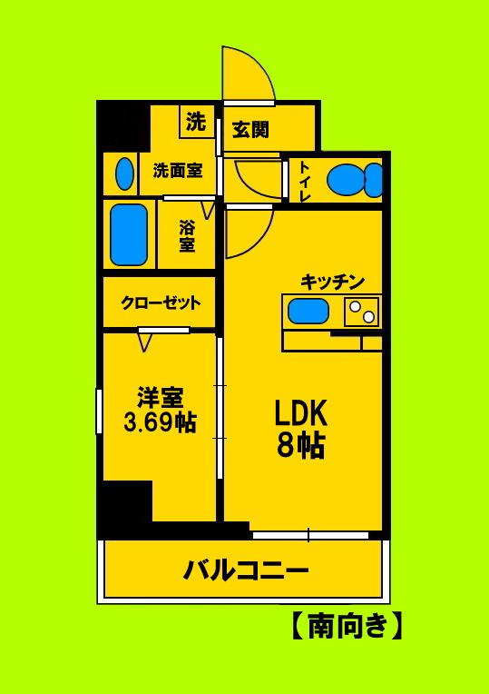 グランパセオ江坂(1LDK/2階)の間取り写真