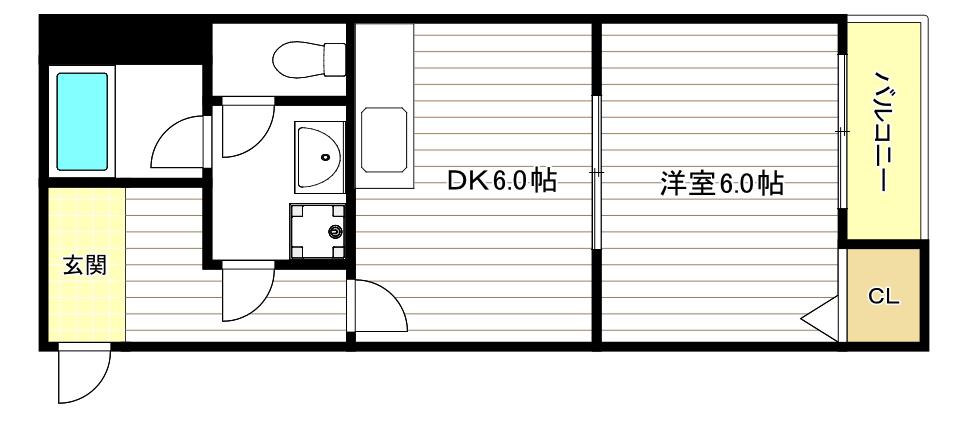 ベルメゾン大正(1DK/4階)の間取り写真