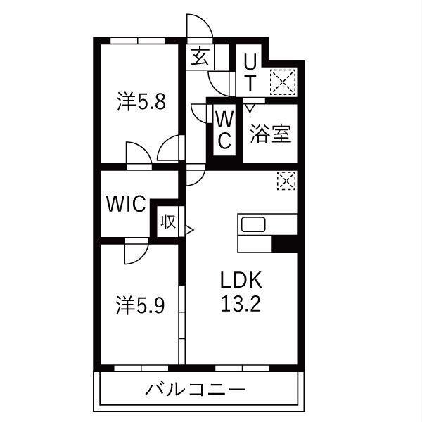 グランフォレストI(2LDK/1階)の間取り写真