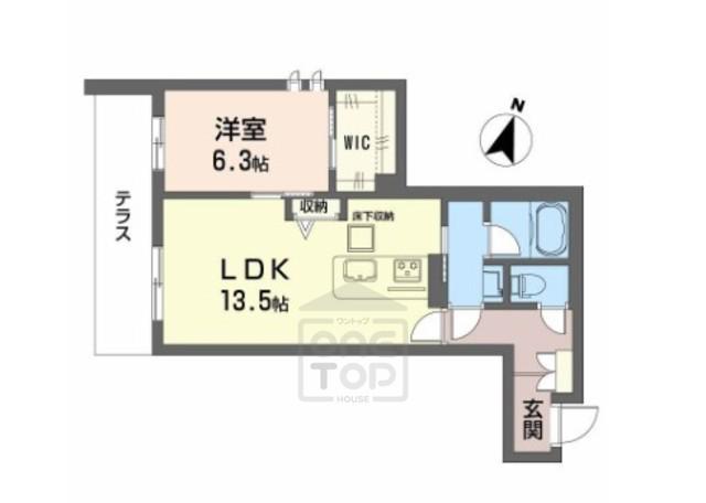 モンセル(1LDK/1階)の間取り写真
