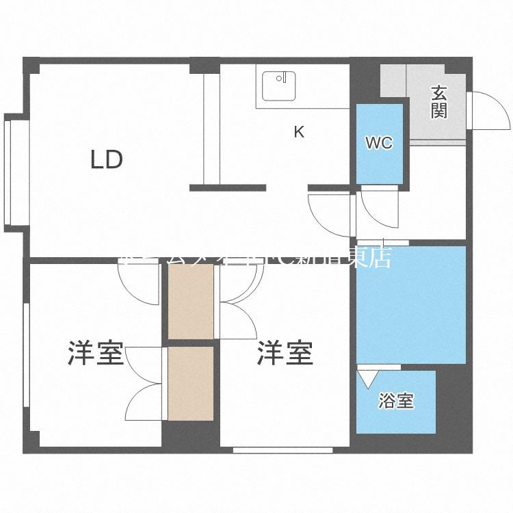 ハイコート北23 (2LDK/4階)の間取り写真