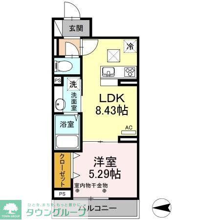 D-SQUARE(1LDK/1階)の間取り写真