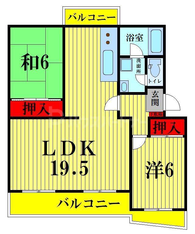 ニチメン第二柏ハイツ1(2LDK/2階)の間取り写真