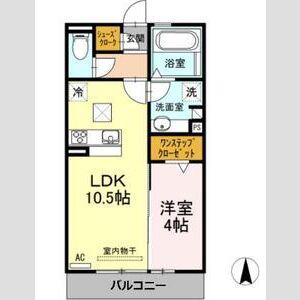パーシモン(1LDK/1階)の間取り写真