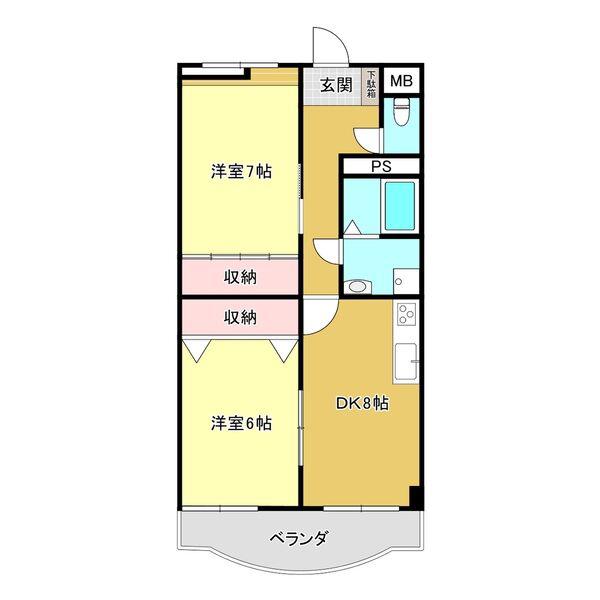 GRANDEG21K(2DK/1階)の間取り写真