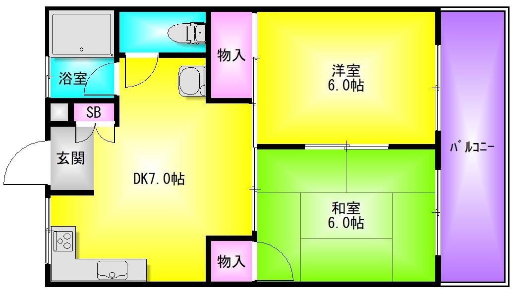 寿コーポ(2DK/1階)の間取り写真