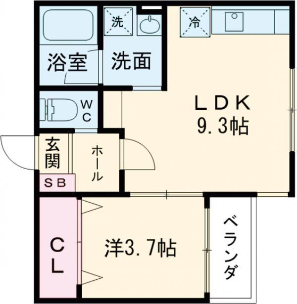 RIVER BANK(1LDK/2階)の間取り写真