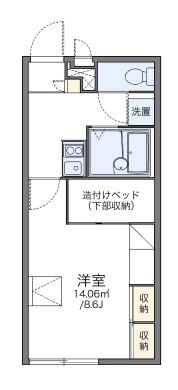 レオパレス多聞三ツ池(1K/1階)の間取り写真