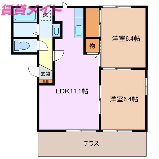 フォーレス クワトロ(2LDK/1階)の間取り写真