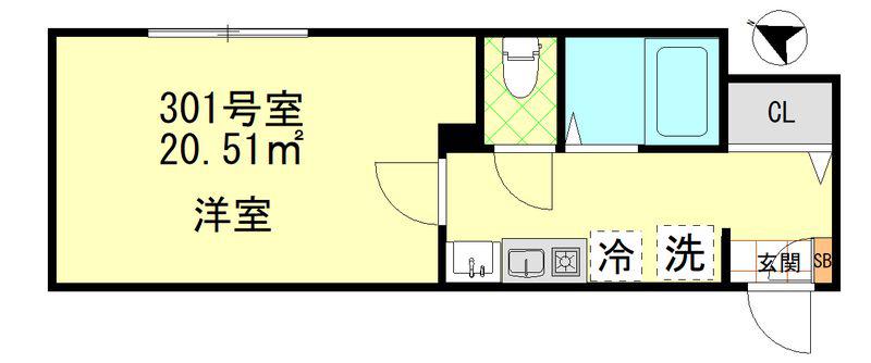 GRIP東大泉(1K/3階)の間取り写真