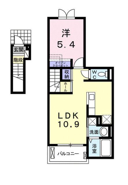 アミューゼ・クレールII(1LDK/2階)の間取り写真