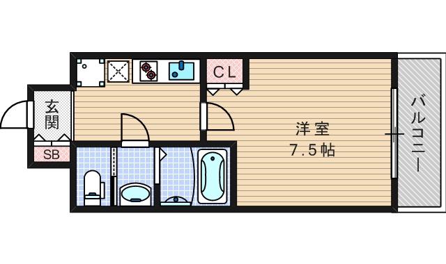 ミアカーサあわざ(1K/4階)の間取り写真