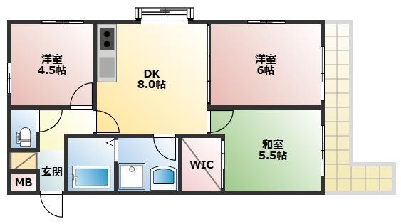 第3水野マンション(3DK/2階)の間取り写真