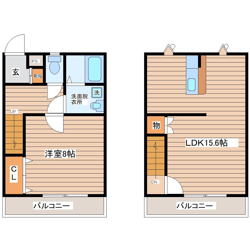 COMODO(1LDK/2階)の間取り写真