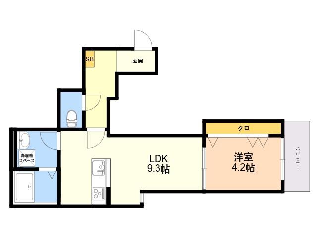 クリーク下山門Ⅰ(1LDK/3階)の間取り写真