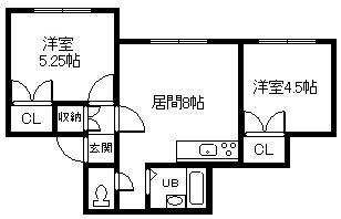 イトーピアハイツ6-3(2DK/2階)の間取り写真