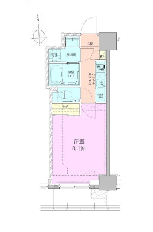 八丁堀レジデンス壱番館(1K/5階)の間取り写真