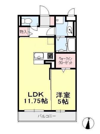 ベルウッド(1LDK/2階)の間取り写真
