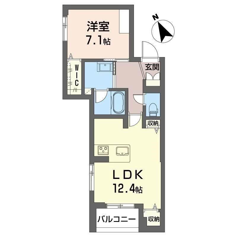 GM E(1LDK/4階)の間取り写真