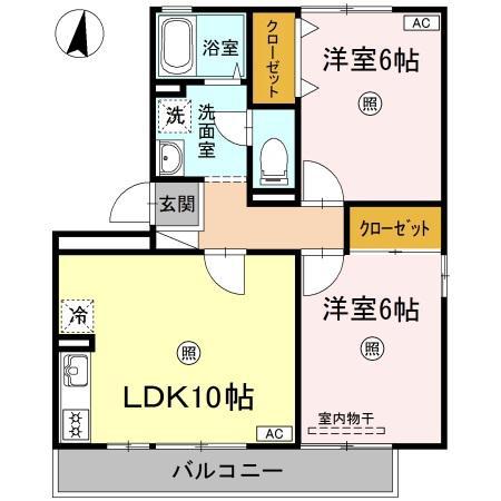 ラフィネ高柳(2LDK/1階)の間取り写真